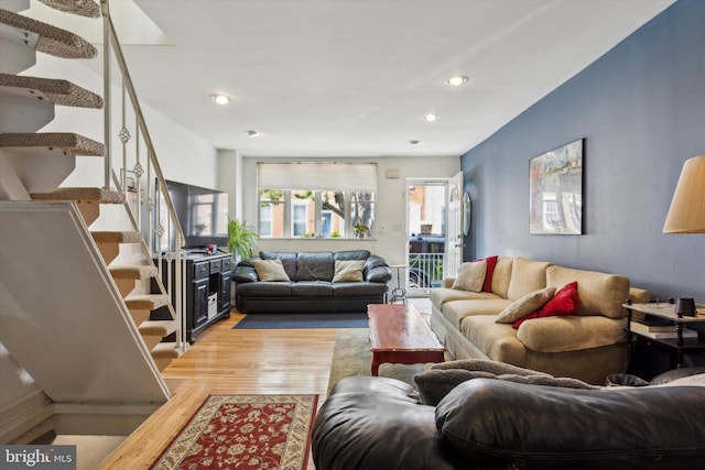 living room featuring light hardwood / wood-style flooring