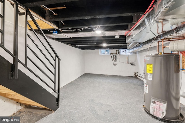 basement with electric water heater