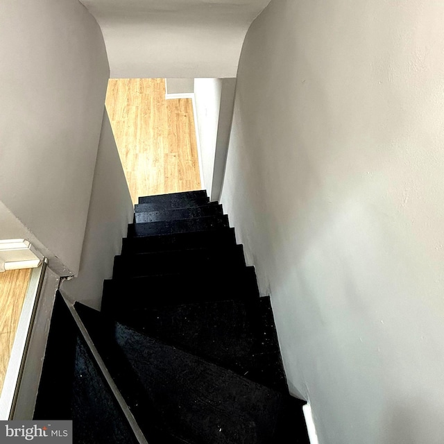 stairs featuring wood-type flooring