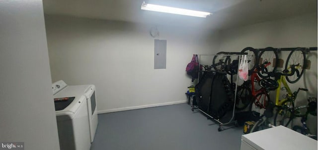 laundry room featuring washing machine and dryer and electric panel