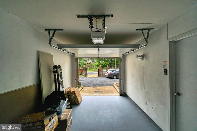 garage with a garage door opener