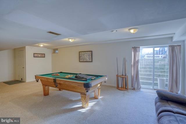 game room featuring pool table