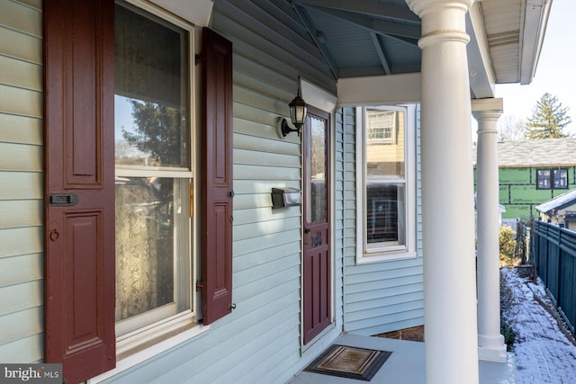 property entrance with a porch