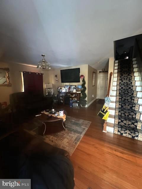 living room with hardwood / wood-style floors