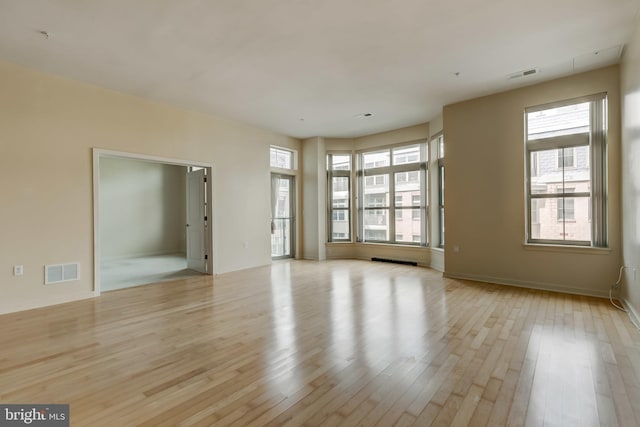 spare room featuring a healthy amount of sunlight and light wood-type flooring