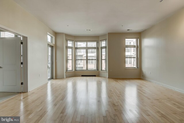 unfurnished living room featuring light hardwood / wood-style floors