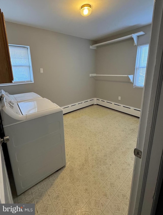 washroom featuring washing machine and clothes dryer