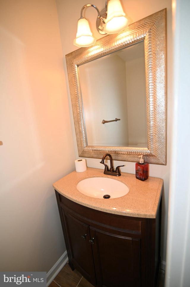 bathroom with vanity and tile patterned floors