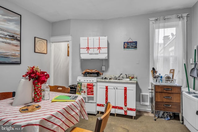 carpeted bedroom with sink