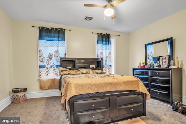 bedroom with carpet floors and ceiling fan