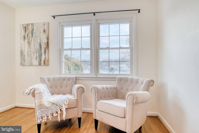 sitting room featuring hardwood / wood-style floors and a wealth of natural light