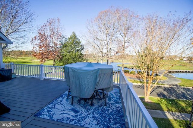 wooden deck with grilling area