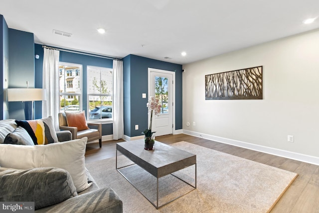 living room featuring hardwood / wood-style flooring