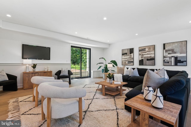 living room featuring light wood-type flooring