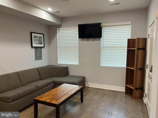 living room featuring hardwood / wood-style flooring