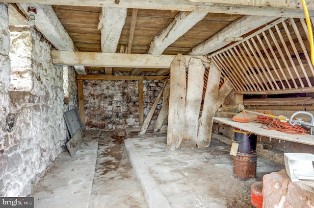 view of unfinished attic