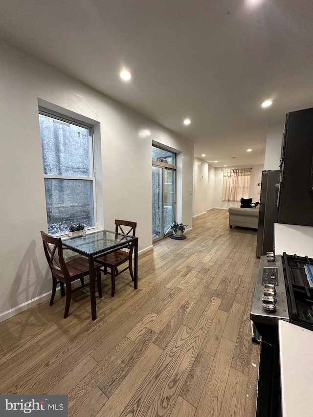 dining room with light hardwood / wood-style floors and plenty of natural light