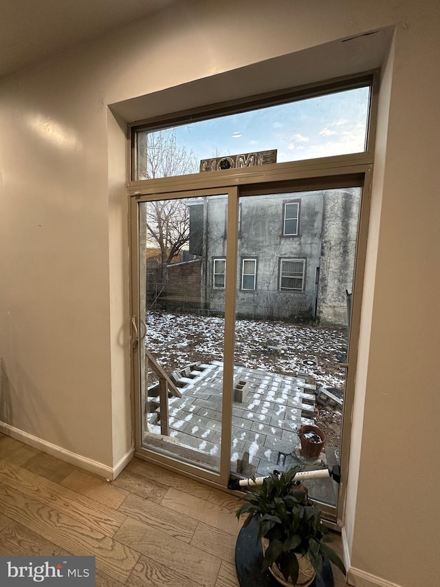 entryway featuring hardwood / wood-style flooring