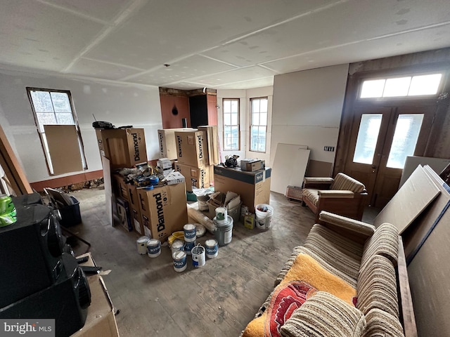 miscellaneous room with french doors and dark hardwood / wood-style flooring