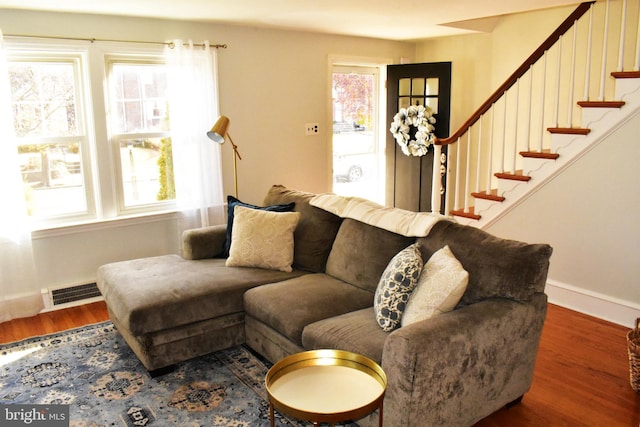 living room featuring hardwood / wood-style floors