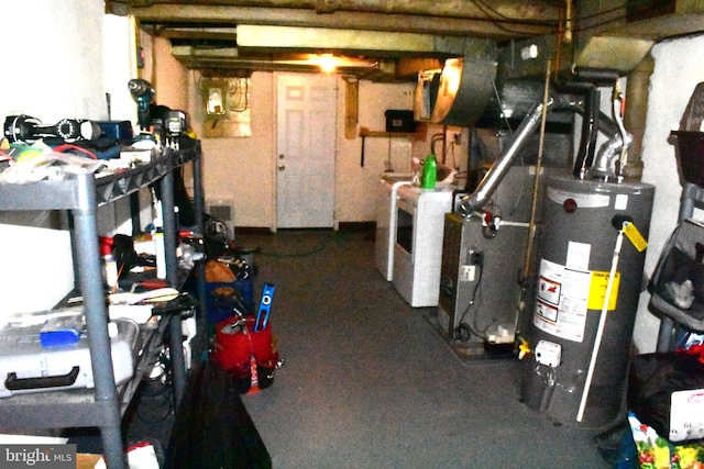 basement with water heater