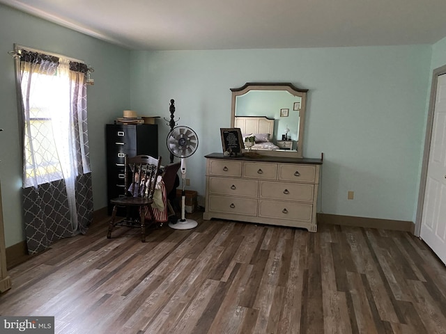 office space featuring dark wood-type flooring