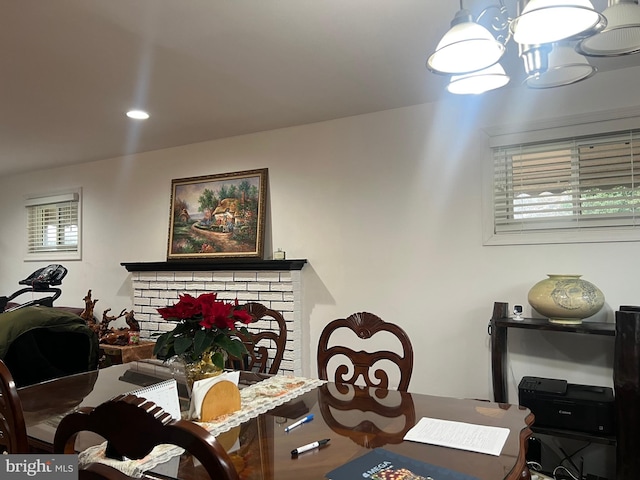 dining area with a chandelier