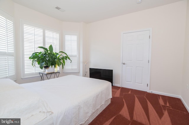 carpeted bedroom with multiple windows