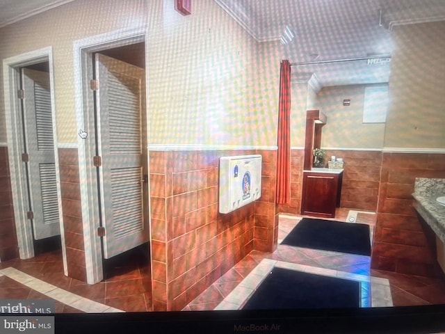 bathroom with tile patterned flooring