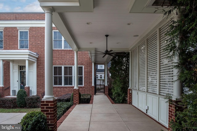 view of patio / terrace featuring ceiling fan