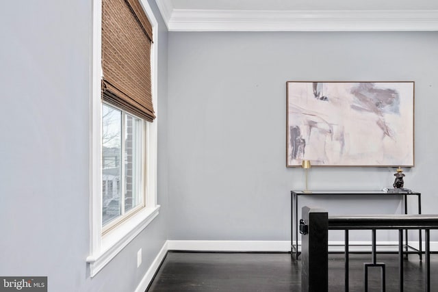 details featuring hardwood / wood-style floors and ornamental molding