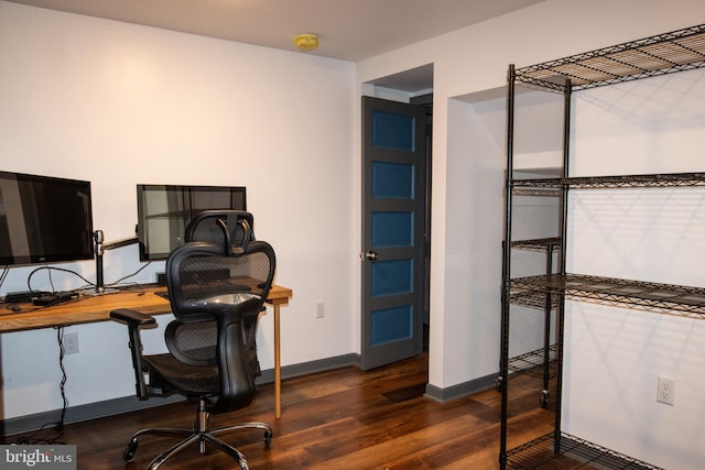 office space featuring dark hardwood / wood-style floors