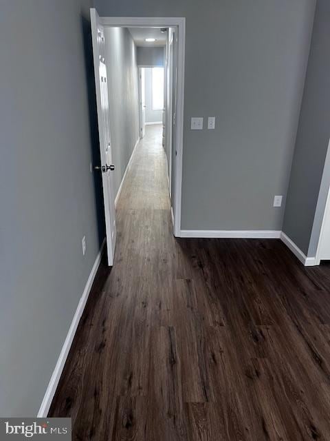 corridor with dark wood-type flooring