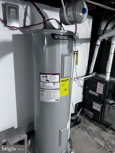 utility room featuring electric water heater