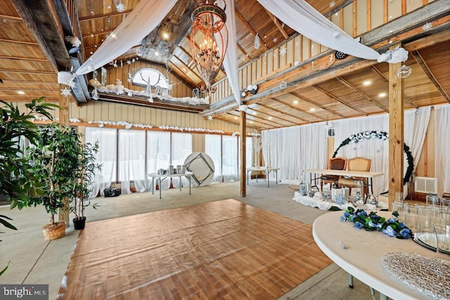 interior space with ceiling fan and a gazebo