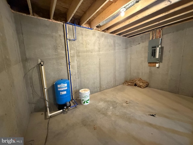 basement with electric panel