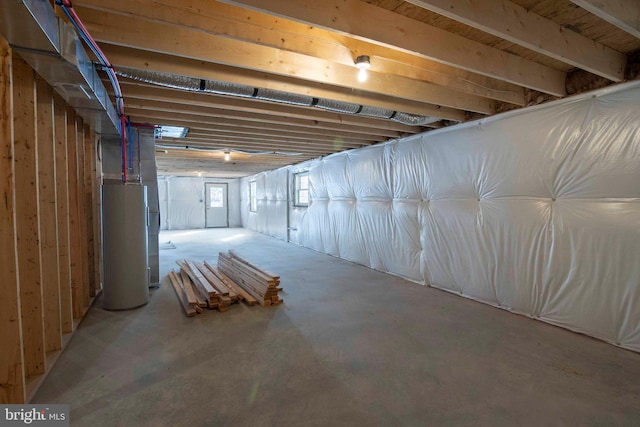 basement with water heater