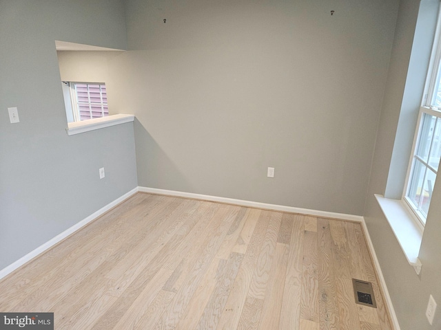 unfurnished room featuring light hardwood / wood-style floors