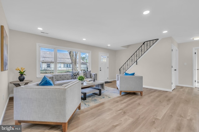 living room featuring light hardwood / wood-style flooring