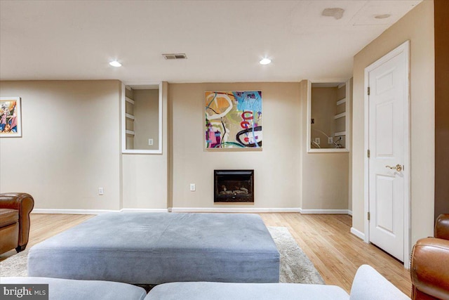 living room featuring light hardwood / wood-style floors