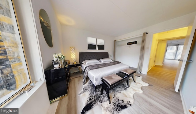 bedroom with light hardwood / wood-style flooring