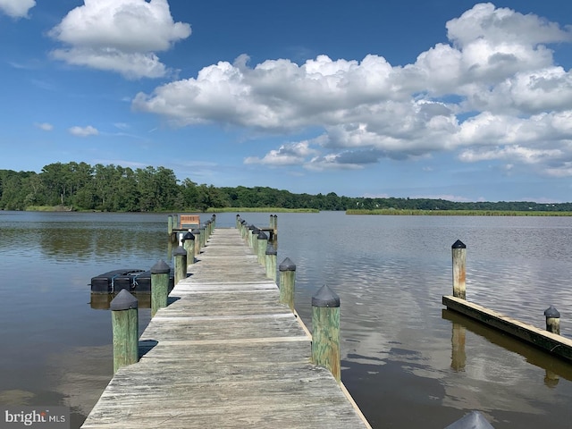 view of dock featuring a water view