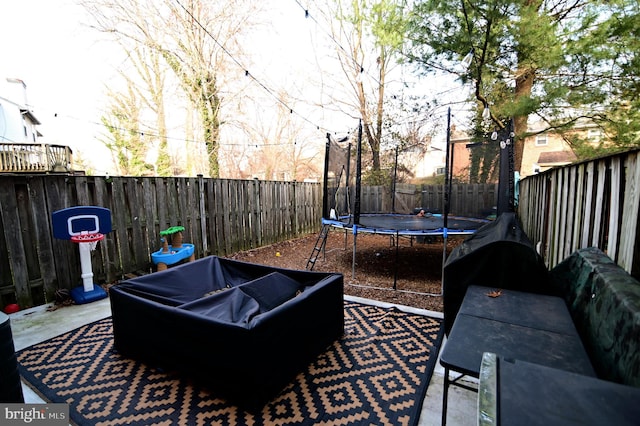 view of patio / terrace featuring a trampoline