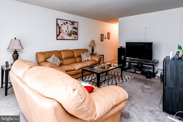 living room featuring carpet flooring