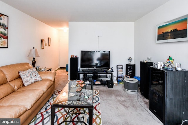 living room featuring carpet