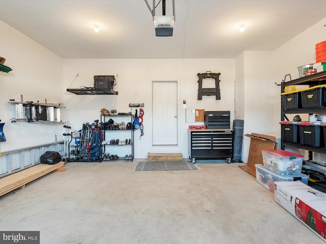 garage with a garage door opener