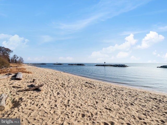 water view featuring a beach view