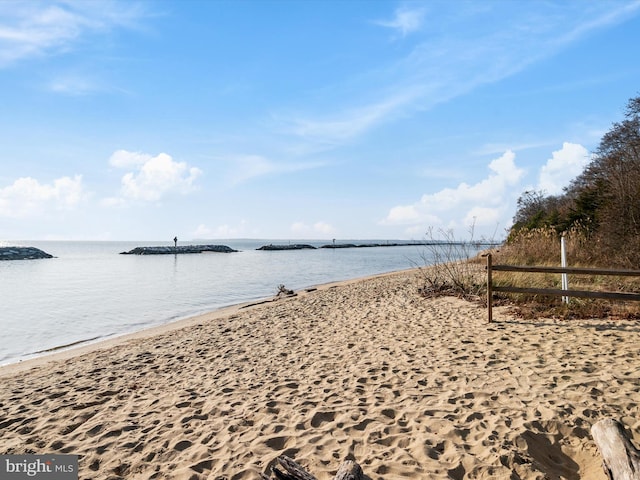 water view featuring a beach view