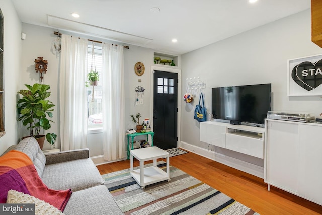 living room featuring light hardwood / wood-style flooring