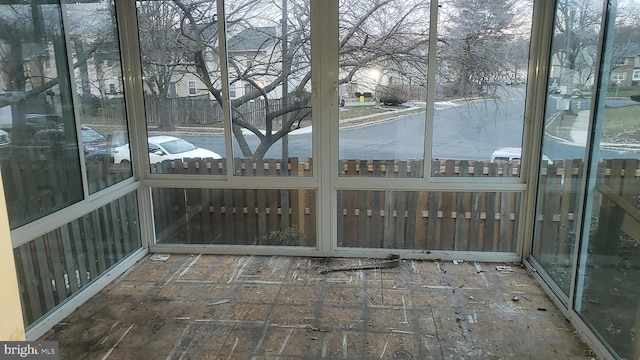 view of unfurnished sunroom